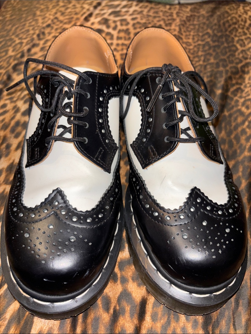 Dr. Martens Black and White Two-Tone Wingtip Oxfords